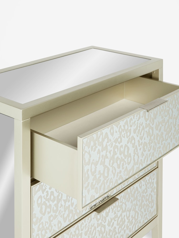 Silver Cora Leopard Print Glass 3 Drawer Chest of Drawers - Image 9 of 9
