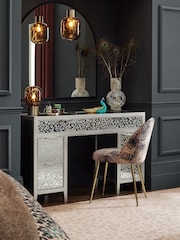 Silver Cora Leopard Print Glass Console Dressing Table - Image 1 of 1