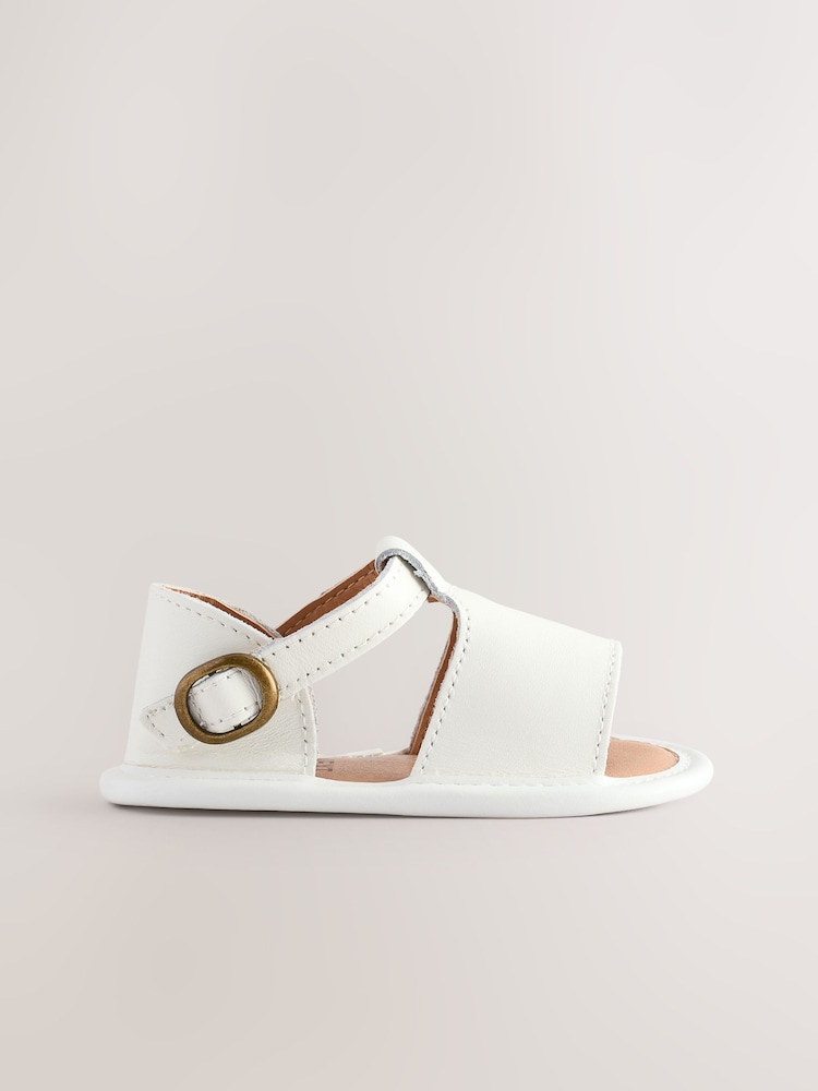 White Leather Touch Fastening Baby Sandals (0-24mths) - Image 2 of 6