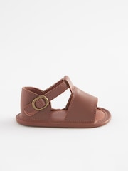 Tan Brown Leather Touch Fastening Baby Sandals (0-24mths) - Image 2 of 4