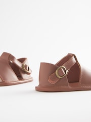 Tan Brown Leather Touch Fastening Baby Sandals (0-24mths) - Image 3 of 4