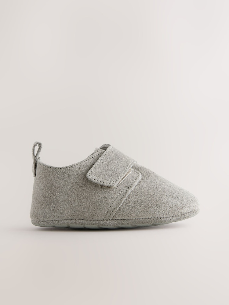 Grey Baby Touch Fastening Suede Shoes (0-2mths) - Image 2 of 5 Grey Baby Touch Fastening Suede Shoes (0-2mths) - Image 2 of 5
