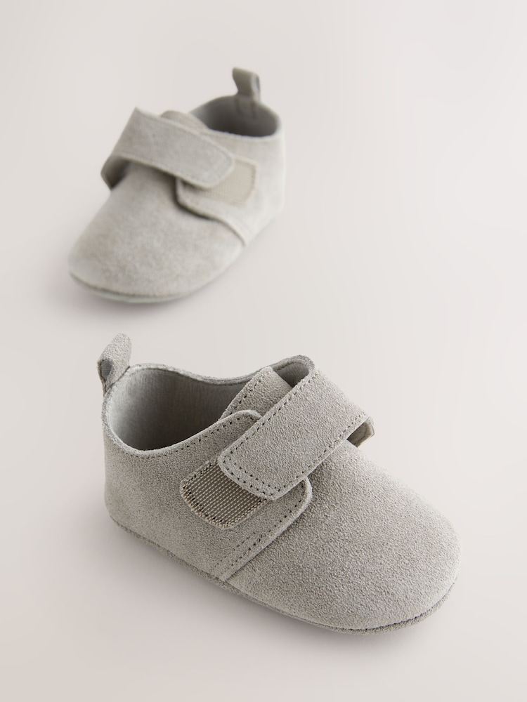 Grey Baby Touch Fastening Suede Shoes (0-2mths) - Image 3 of 5