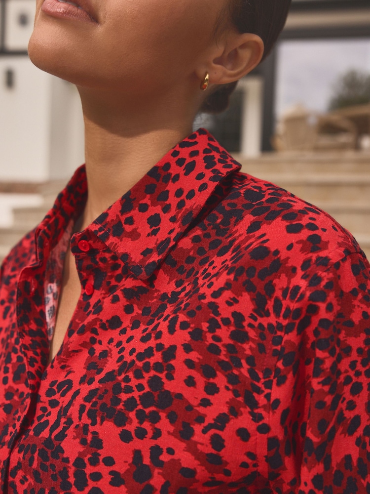 Animal rouge - Chemise de plage en coton et lin mélangés - Image 4 of 4