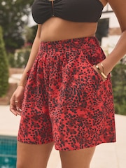 Animal rouge - Short de plage à enfiler en mélange de coton - Image 1 de 7
