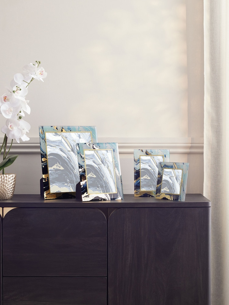 Blue Navy Marble Glass Photo Frame - Image 1 of 5