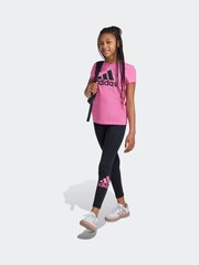 adidas Pink/Black Sportswear Essentials Big Logo 100% Cotton T-Shirt - Image 5 of 7