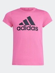 adidas Pink/Black Sportswear Essentials Big Logo 100% Cotton T-Shirt - Image 7 of 7