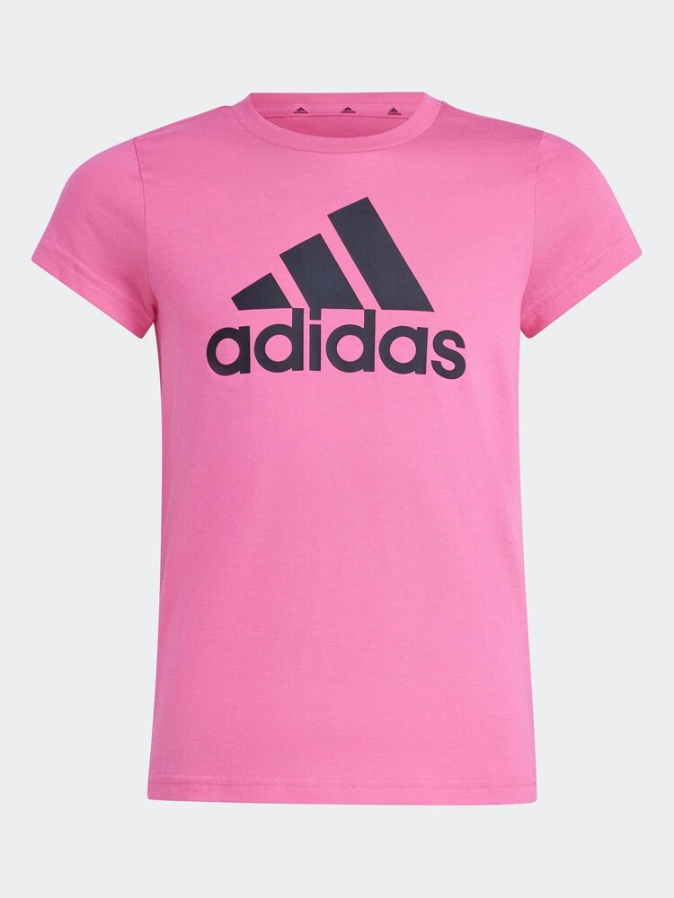 adidas Pink/Black Sportswear Essentials Big Logo 100% Cotton T-Shirt - Image 7 of 7