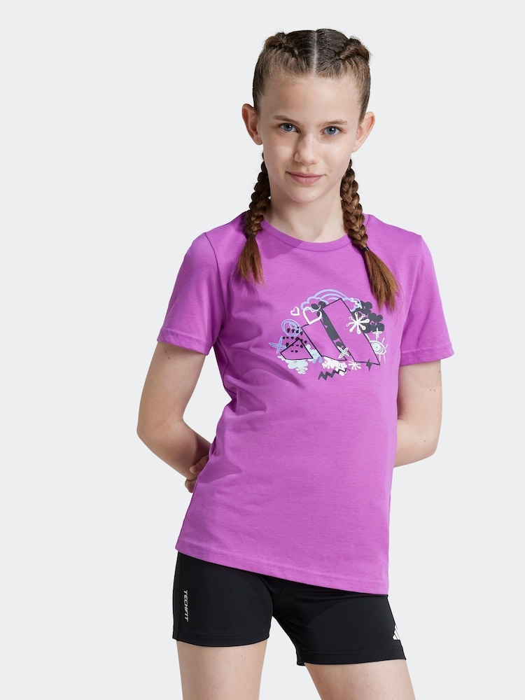 adidas Purple Graphic T-Shirt - Image 1 of 5