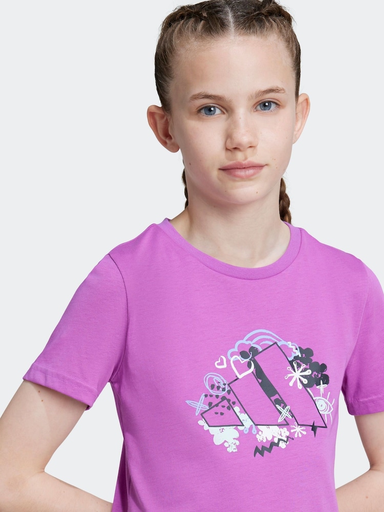 adidas Purple Graphic T-Shirt - Image 5 of 5