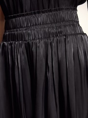 Black Metallic Satin Wide Trousers - Image 4 of 7