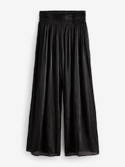Black Metallic Satin Wide Trousers - Image 5 of 7
