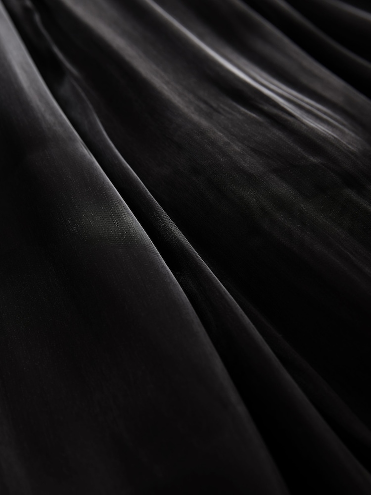 Black Metallic Satin Wide Trousers - Image 7 of 7