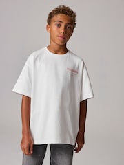 smALLSAINTS White/Red Oversized Underground Crew 100% Cotton T-Shirt - Image 1 of 7