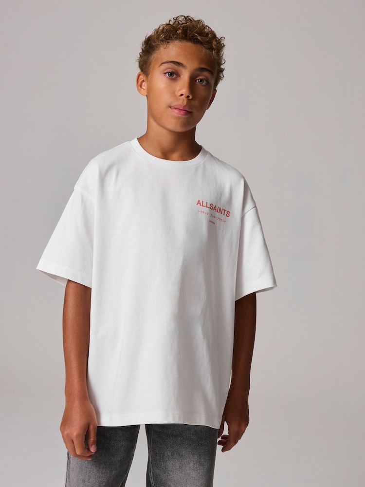 smALLSAINTS White/Red Oversized Underground Crew 100% Cotton T-Shirt - Image 1 of 7