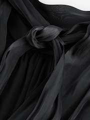 Black Metallic Satin Pleated Halter Top - Image 9 of 9