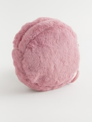Light Pink Faux Fur Embroidered Flower Cross-Body Bag - Image 2 of 4