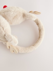 Brown Metallic Antler & Faux Fur Christmas Earmuffs - Image 3 of 3