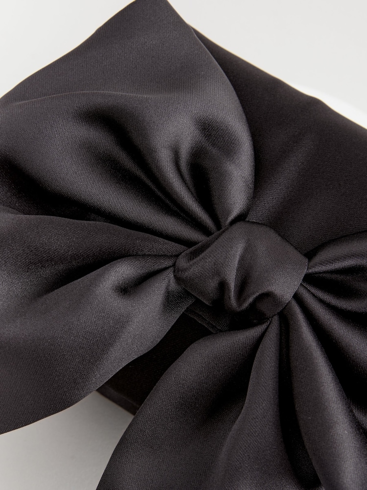 Black Statement Satin Bow Bag - Image 3 of 4