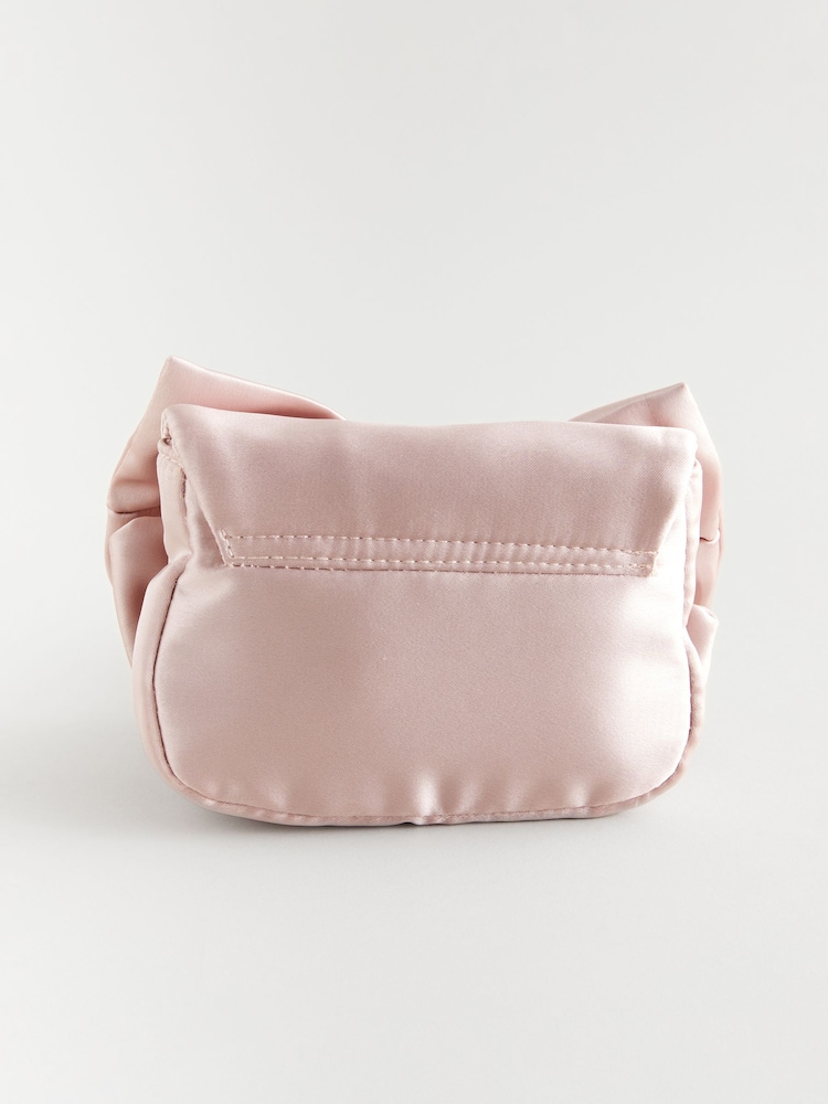 Light Pink Statement Satin Bow Bag - Image 2 of 4