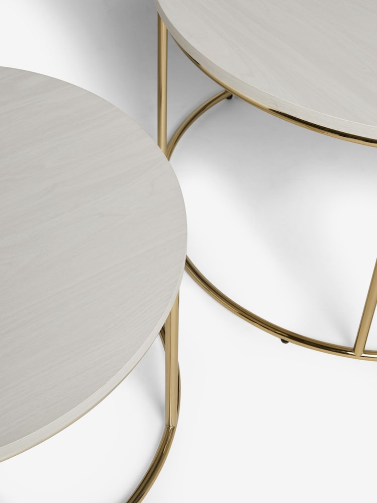 Light Evie Oak Effect Nest of 2, Round Coffee Table - Image 8 of 8 Light Evie Oak Effect Nest of 2, Round Coffee Table - Image 8 of 8