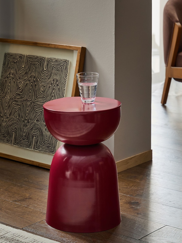 Red Loxley Metal Drum Side Table - Image 1 of 4