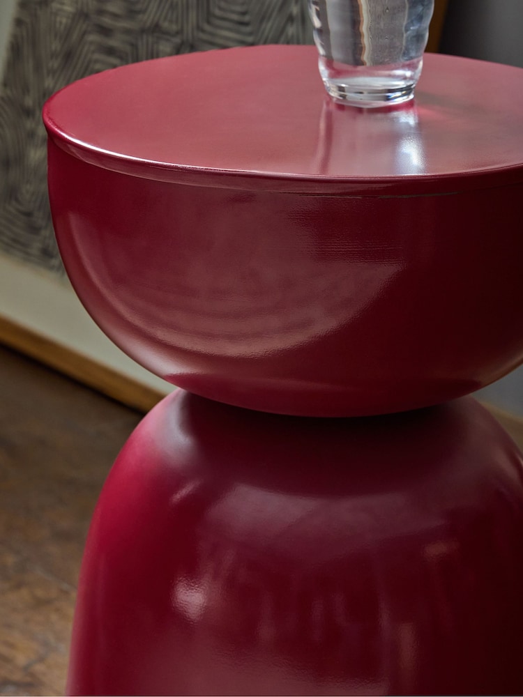 Red Loxley Metal Drum Side Table - Image 2 of 4