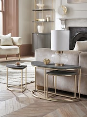 Black Evie Oak Effect Nest of 3 Tables - Image 1 of 8