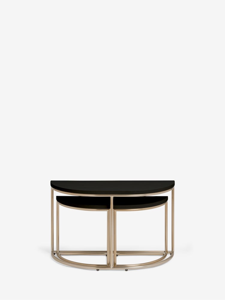 Black Evie Oak Effect Nest of 3 Tables - Image 2 of 8