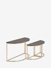 Black Evie Oak Effect Nest of 3 Tables - Image 4 of 8