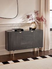 Black Evie Oak Effect Space Saving Large Slim Sideboard - Image 1 of 10