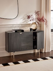 Black Evie Oak Effect Space Saving Large Slim Sideboard - Image 2 of 10
