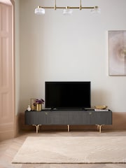 Black Evie Oak Effect Up to 80 inch Slim TV Unit - Image 1 of 12
