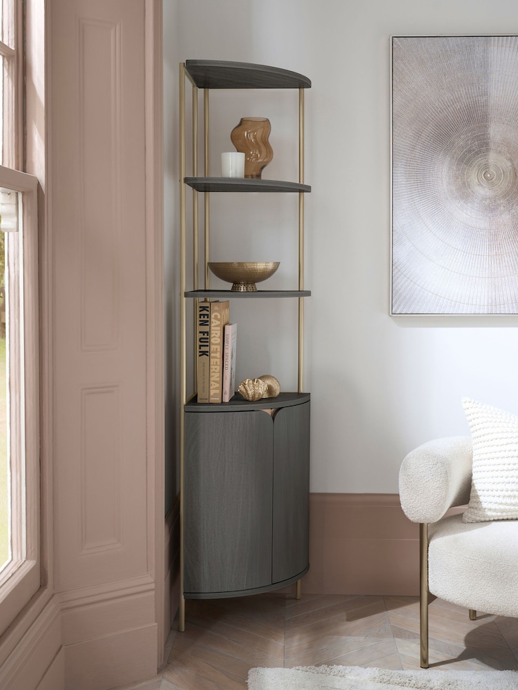 Black Evie Oak Effect Corner Shelf - Image 2 of 7