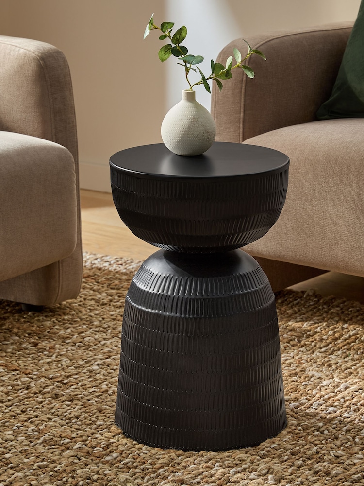 Black Loxley Metal Drum Side Table - Image 1 of 4