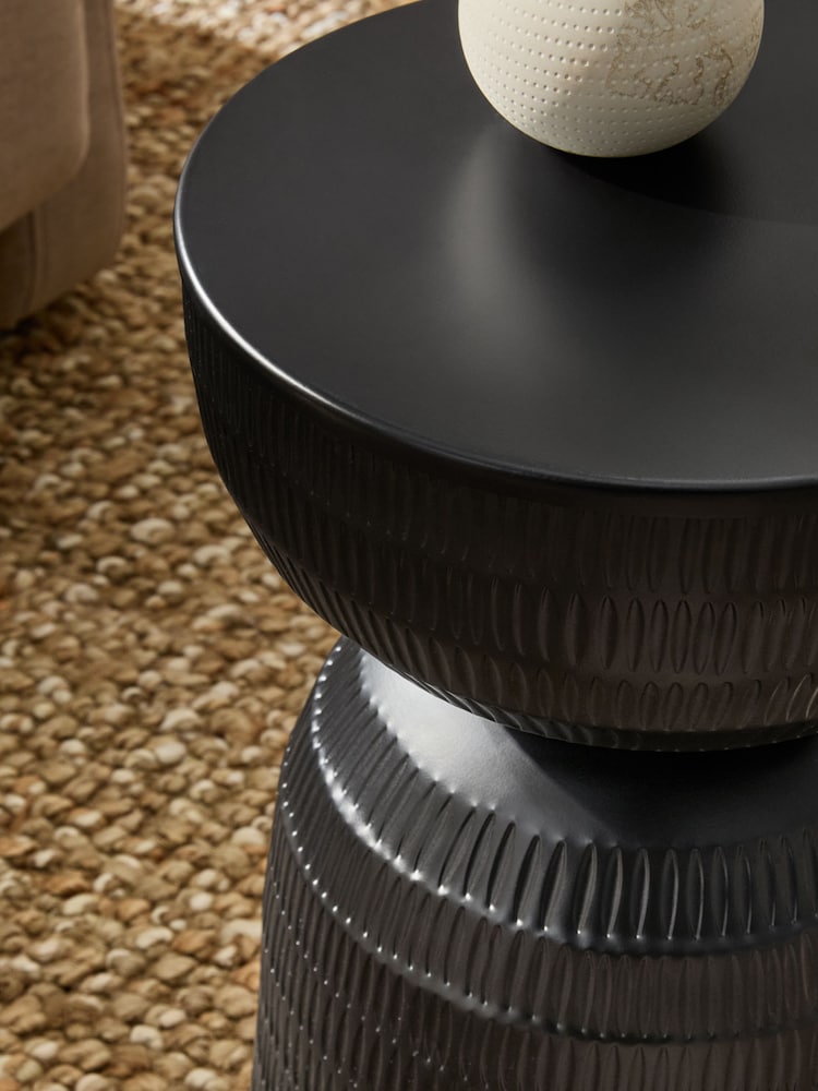 Black Loxley Metal Drum Side Table - Image 2 of 4