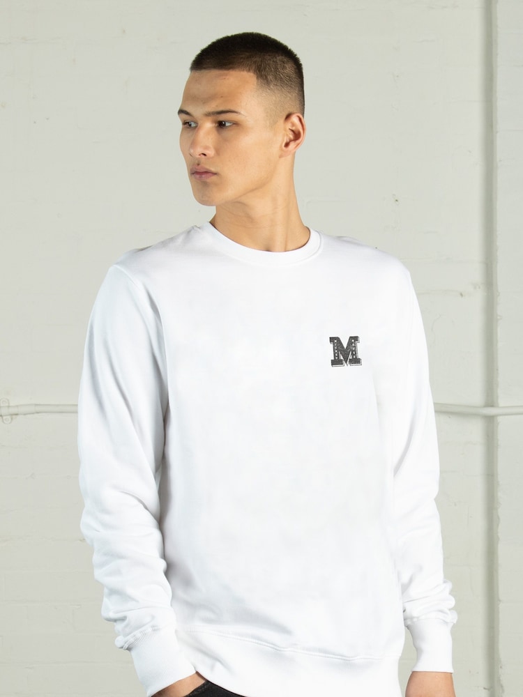 Supacult White Mickey Mouse Basketball Jump Men Sweatshirt - Image 1 of 4 Supacult White Mickey Mouse Basketball Jump Men Sweatshirt - Image 1 of 4