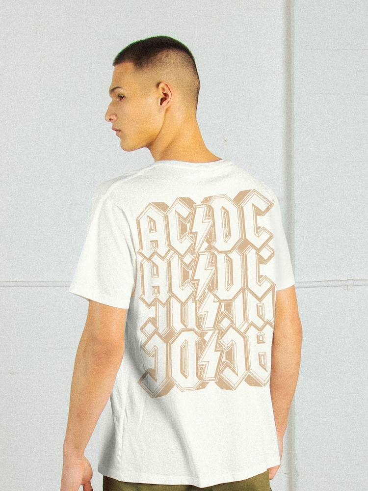 Supacult White ACDC Layered Men Music T-Shirt - Image 2 of 4 Supacult White ACDC Layered Men Music T-Shirt - Image 2 of 4