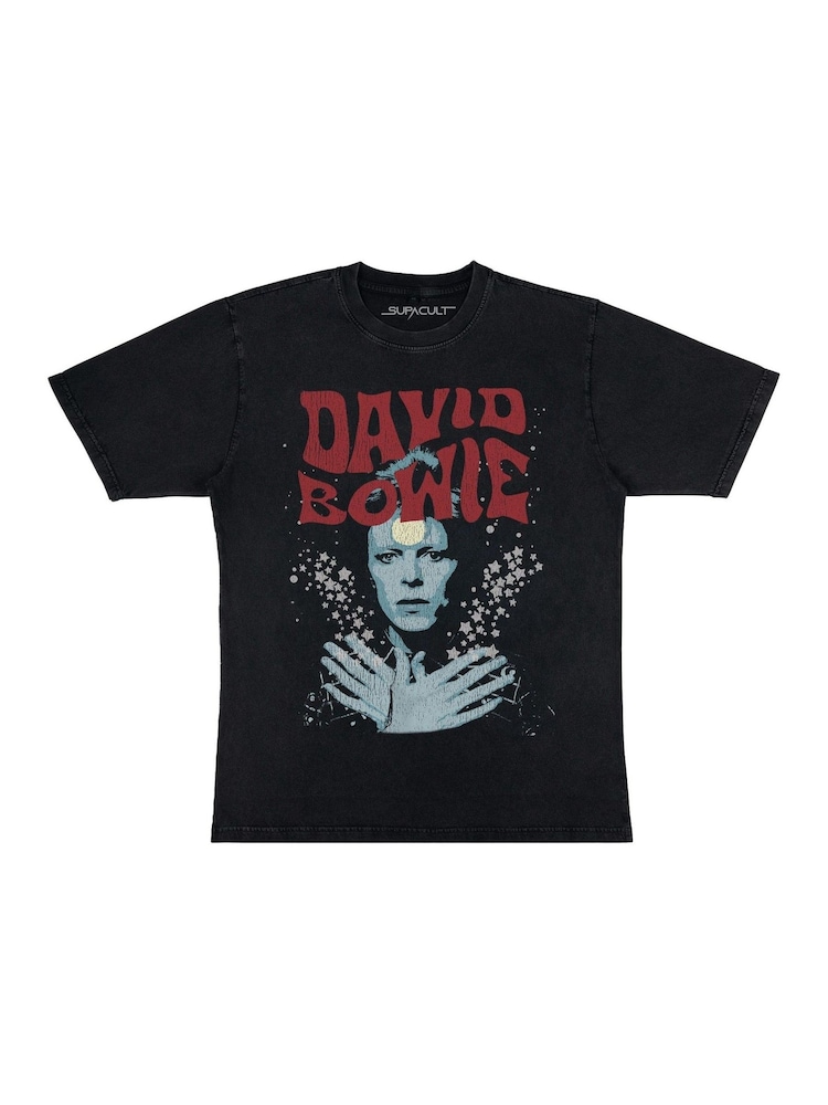Supacult Black David Bowie Star Dust Women Boyfriend Fit Music T-Shirt - Image 2 of 2