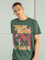 Supacult Green Pink Floyd Animals Men Washed Music T-Shirt - Image 1 of 2