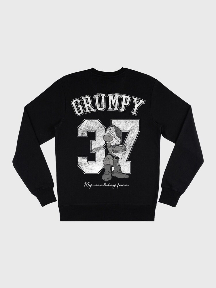 Supacult Black Snow White Grumpy Men Sweatshirt - Image 4 of 4 Supacult Black Snow White Grumpy Men Sweatshirt - Image 4 of 4