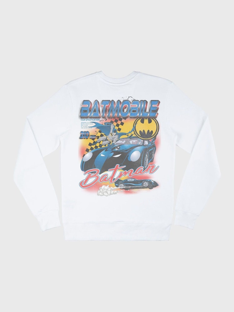 Supacult White Batman Batmobile Men Sweatshirt - Image 4 of 4