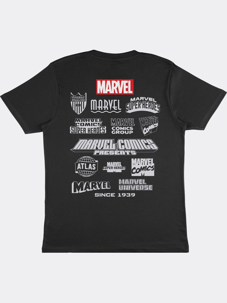 Supacult Grey Marvel Logos Men Washed T-Shirt - Image 4 of 4