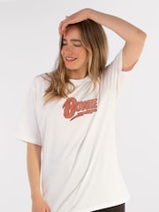 Supacult White David Bowie Clouds Women Boyfriend Fit Music T-Shirt - Image 2 of 4