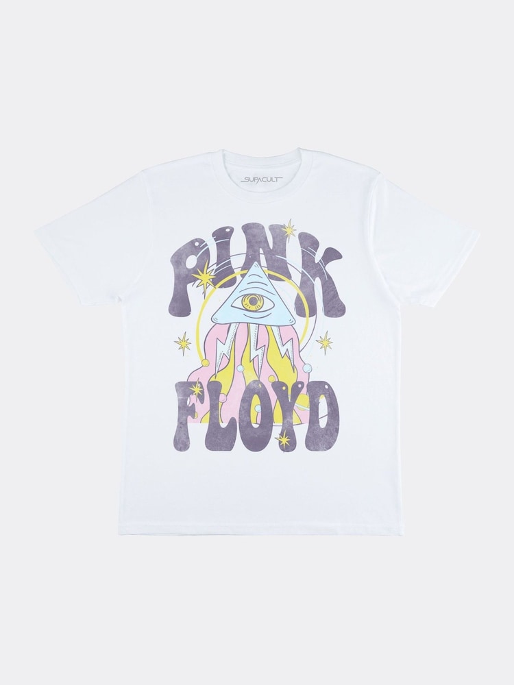 Supacult White Pink Floyd Triangle Eye Women Boyfriend Fit Music T-Shirt - Image 2 of 2