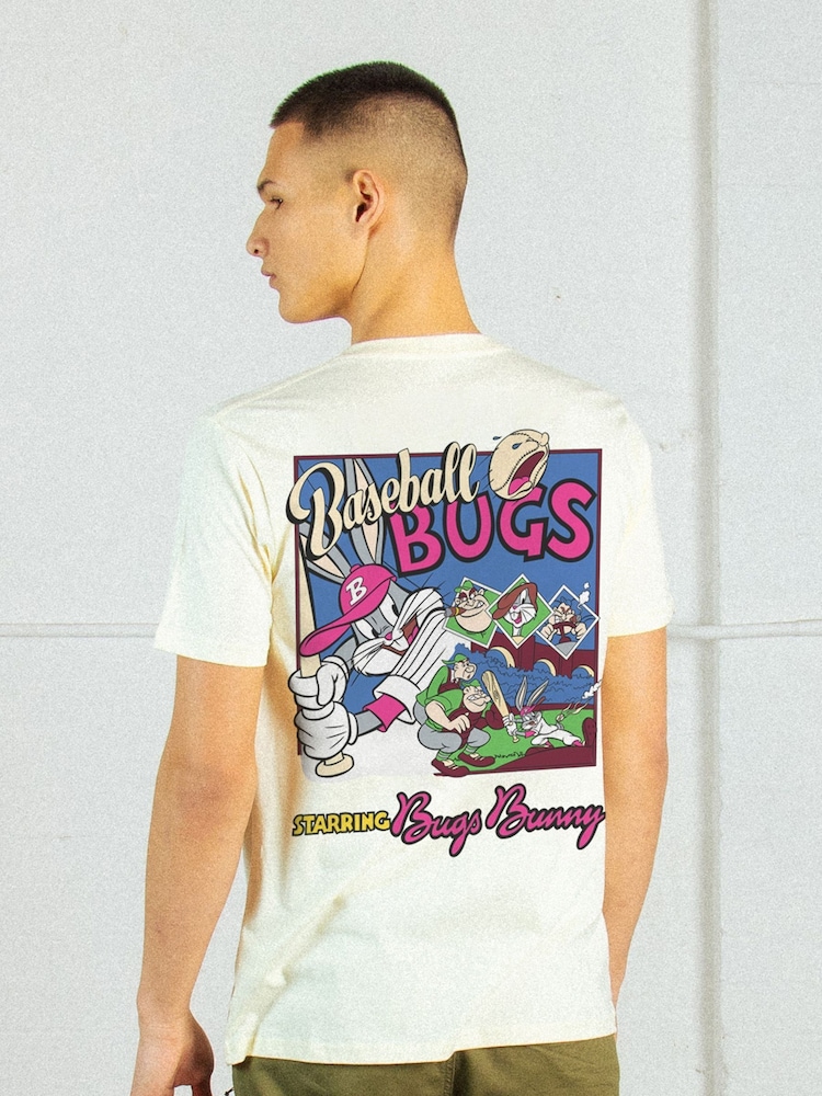 Supacult White Looney Tunes Bugs Bunny Baseball Men T-Shirt - Image 2 of 4