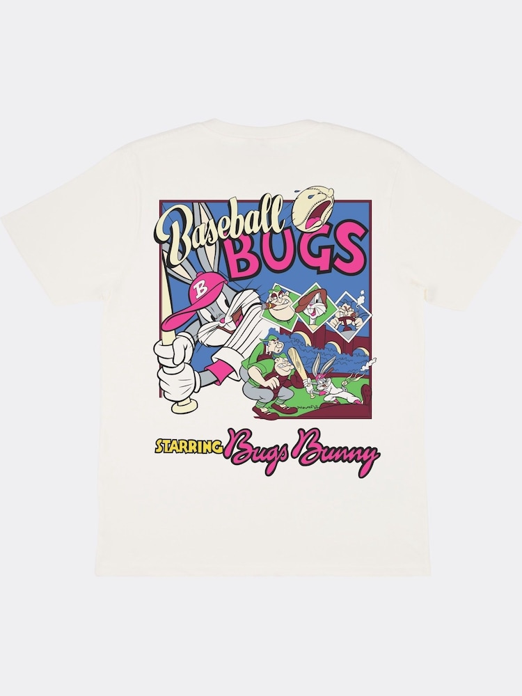Supacult White Looney Tunes Bugs Bunny Baseball Men T-Shirt - Image 4 of 4