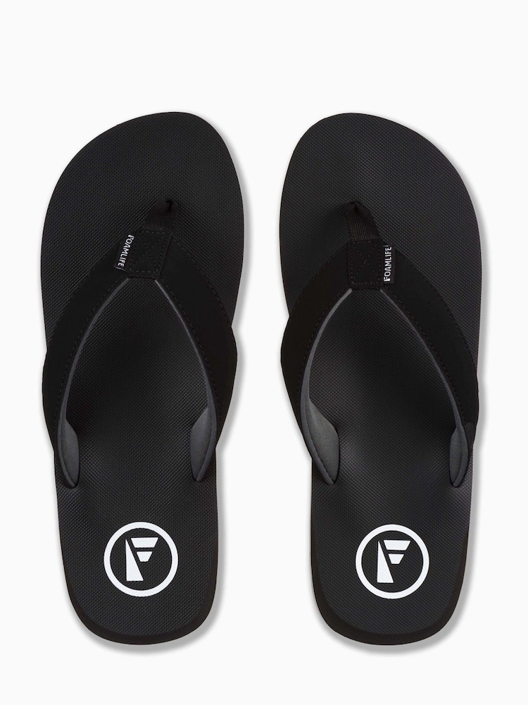 Foamlife Black Mens Tarlan Flip Flops - Image 2 of 6