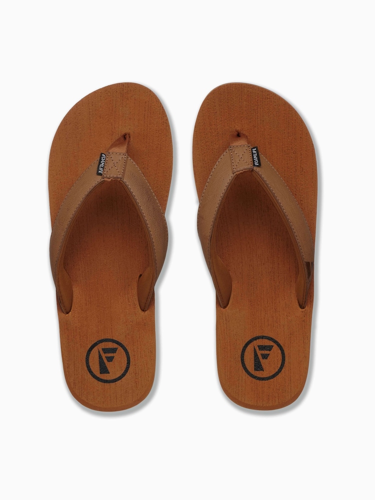 Foamlife Brown/Gold Mens Seales Flip Flops - Image 2 of 6